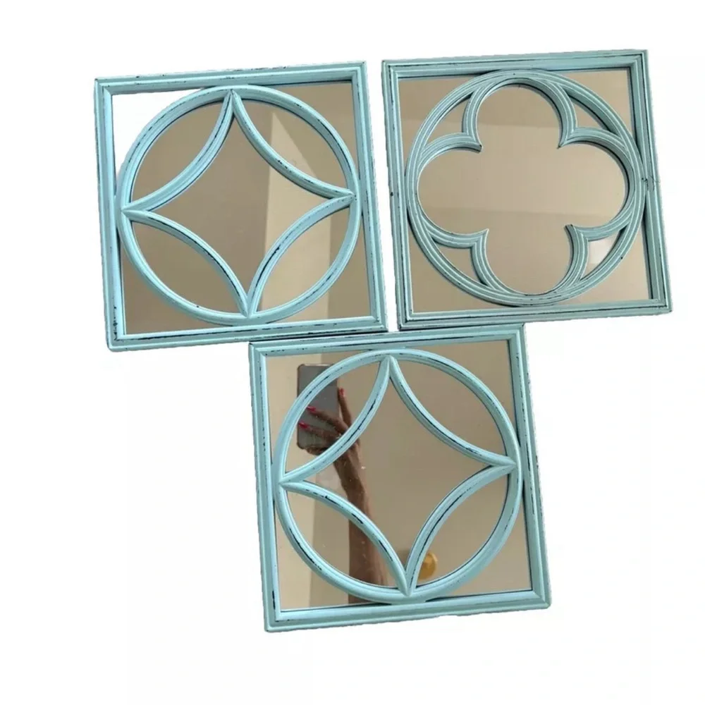 Blue Square Decorative Mirrors | Set Of 3